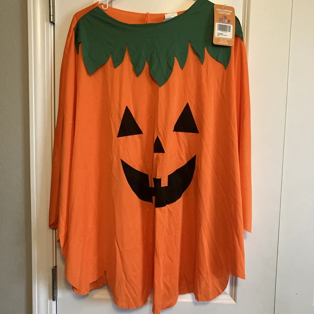 Just For Party Pumpkin Poncho Adult One Size Orange New Halloween Costume